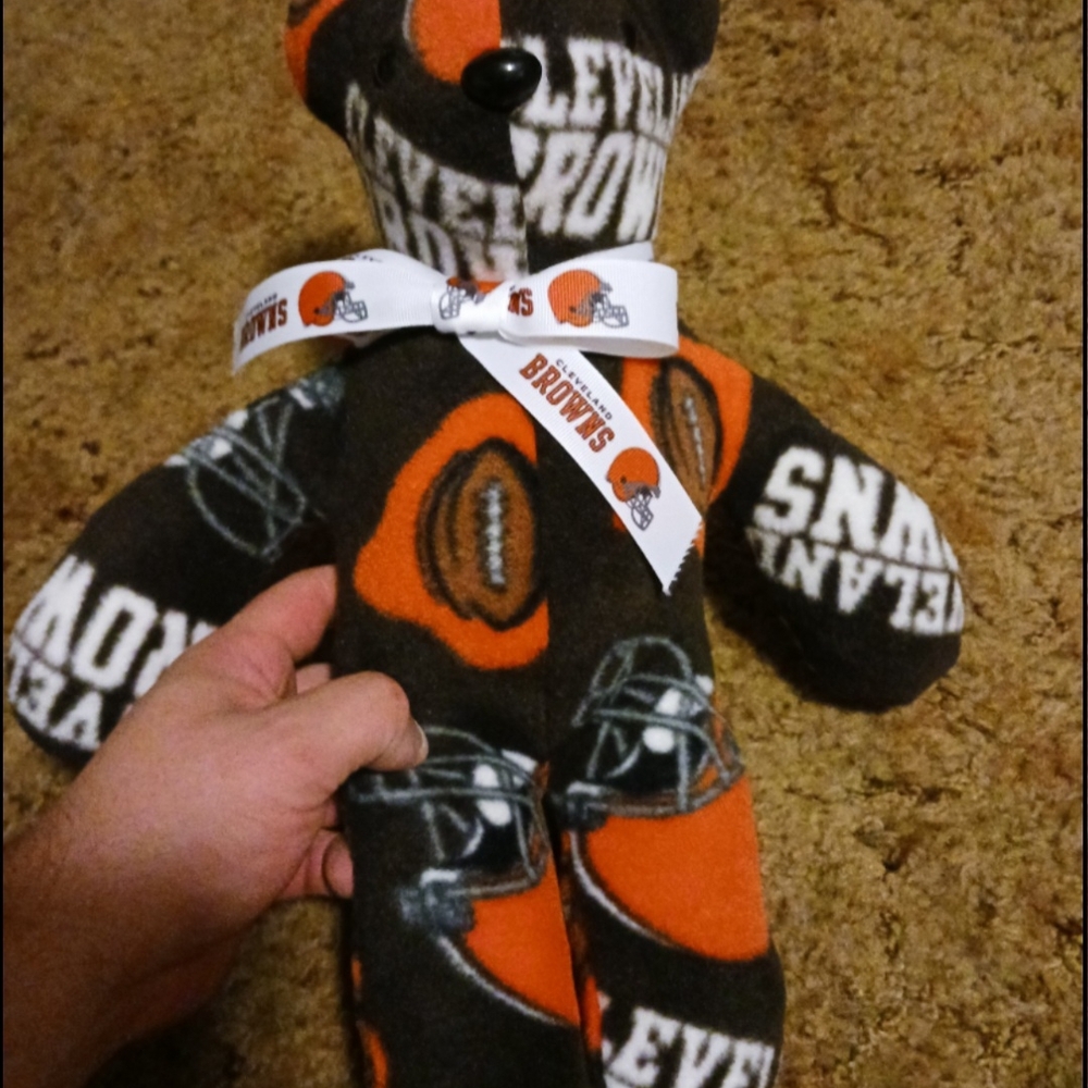 Handmade NFL Cleveland Browns Stuffed Animal - Black, Orange, White